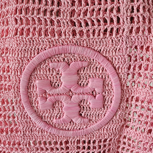 🔥Tory Burch 'ELLA' pink raffia tote bag    NEW! 🔥 - Picture 8 of 9